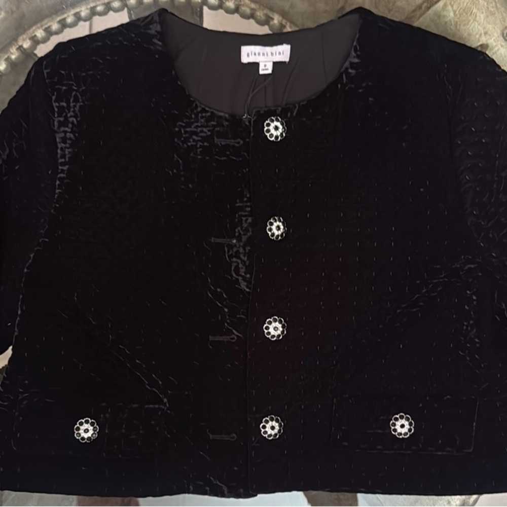 Gianni Bini Black Jacket with Embellished Button